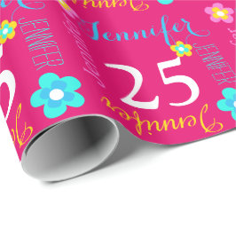 Papel De Regalo 25to abrigo personalizado flor del cumpleaños de