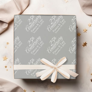 Papel De Regalo 25to Aniversario de boda - fondo gris
