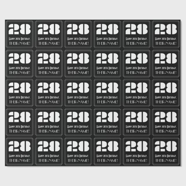 Papel De Regalo 28 Aniversario: Aspecto inspirado en el Art Deco " (Superficie plana)