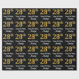 Papel De Regalo 28 Aniversario de la fecha: Elegante y lujoso Faux