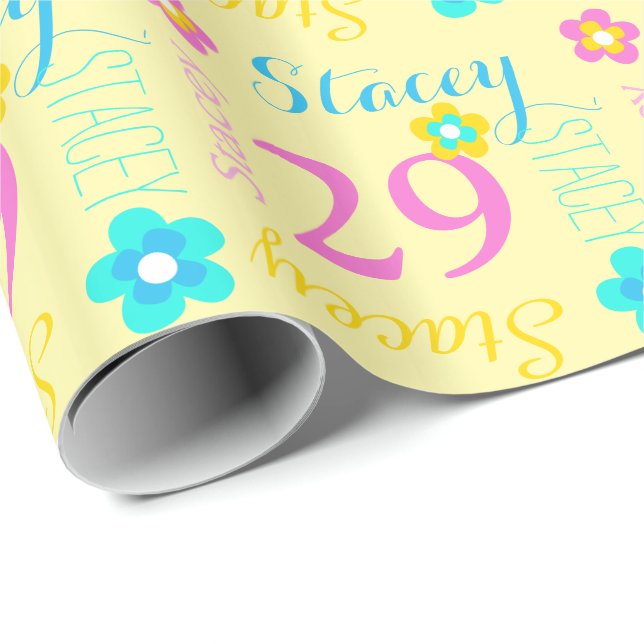 Papel De Regalo 29no abrigo personalizado flor del cumpleaños de (Esquina del rollo)