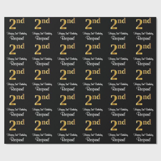 Papel De Regalo 2.º Cumpleaños: Elegante y lujoso Faux Gold Look # (Superficie plana)