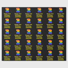 Papel De Regalo 2.º cumpleaños: Inspirado arcoiris divertido y col