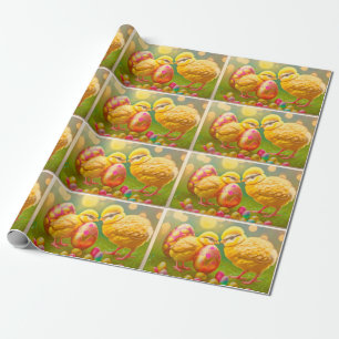 Papel De Regalo 2 Colección De Gallinas Y Huevos De Pascua