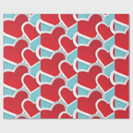 Papel De Regalo 2 Corazón Rojo Grasa Patrón Repetido