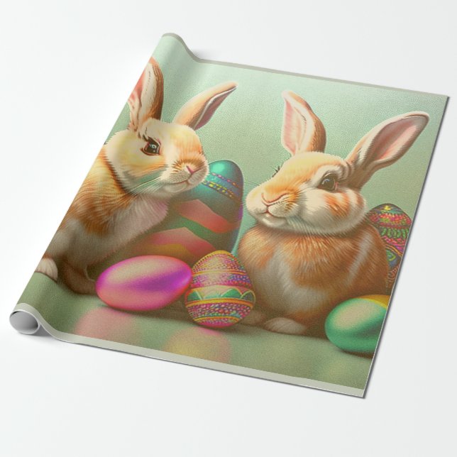 Papel De Regalo 2 Easter Bunny And Eggs Collection (Desenrollado)