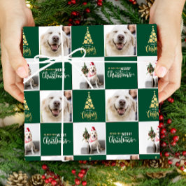 Papel De Regalo 2 Foto Elegante Feliz Navidad Verde