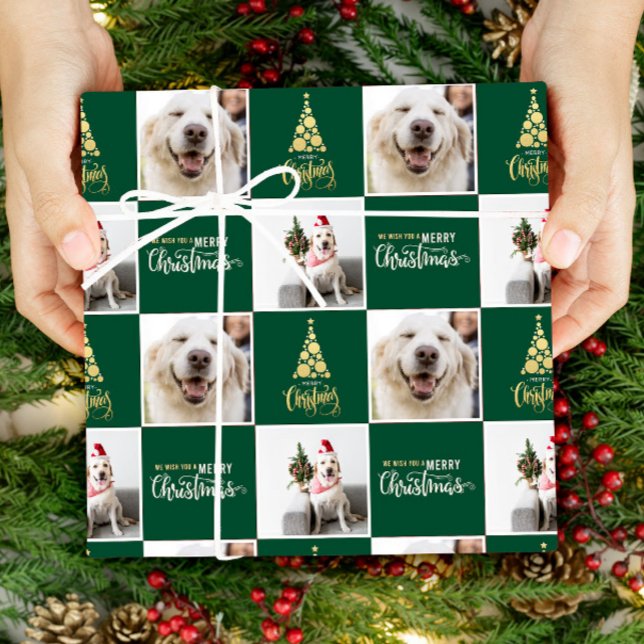 Papel De Regalo 2 Foto Elegante Feliz Navidad Verde (Subido por el creador)