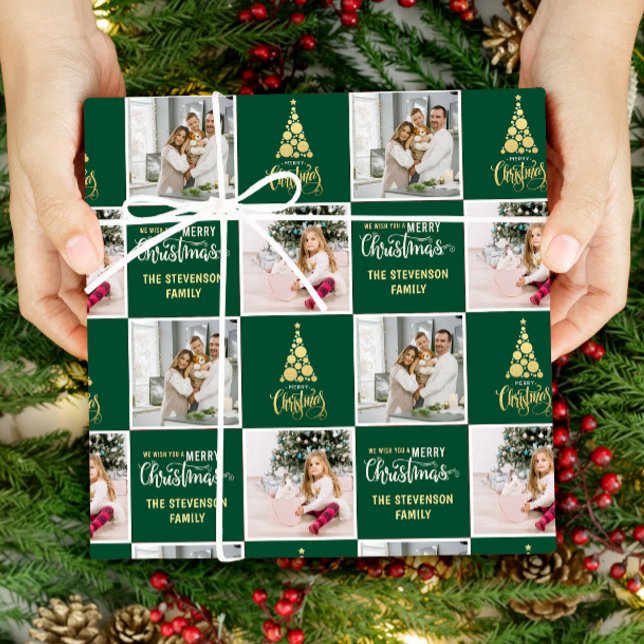 Papel De Regalo 2 Fotografía Elegante Golden Green Feliz Navidad (Subido por el creador)