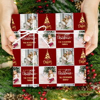 2 Fotografía Elegante Oro Rojo Feliz Navidad