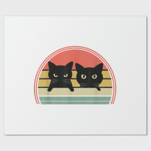 Papel De Regalo 2 gatos negros buscando amor animal vintage