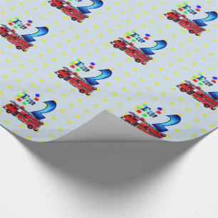 Papel De Regalo 2do Coche de bomberos del rojo del cumpleaños
