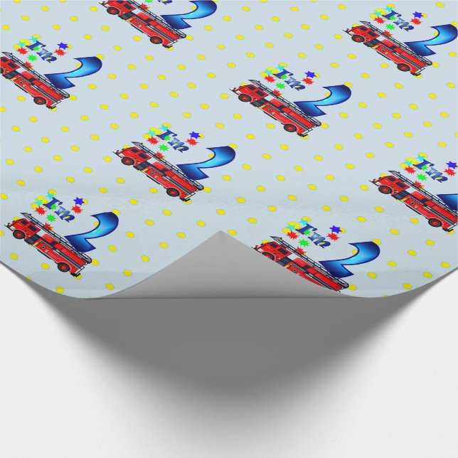 Papel De Regalo 2do Coche de bomberos del rojo del cumpleaños (Esquina)