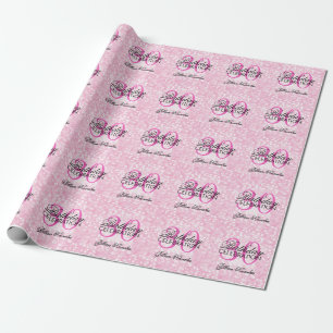 Papel De Regalo 30.ª Purpurina Rosa Faux Confetti