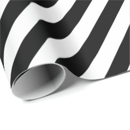Papel De Regalo 30 x 6 franjas diagonales en blanco negro mate