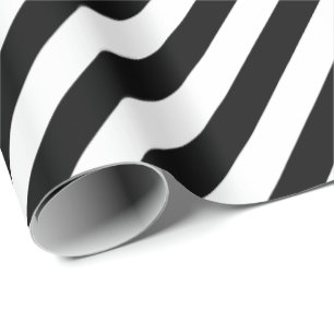 Papel De Regalo 30 x 6 franjas diagonales en blanco negro mate