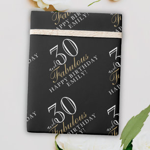 Papel De Regalo 30 y Fabuloso Elegante Cumpleaños 30 Negro