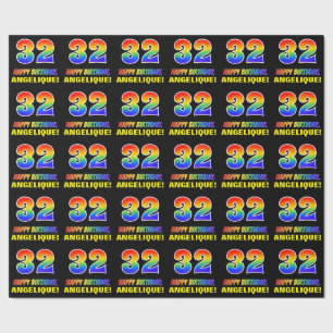 Papel De Regalo 32º cumpleaños: audaz, divertido, simple, arcoiris