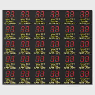 Papel De Regalo 33ro Cumpleaños: Estilo rojo "33" del reloj de