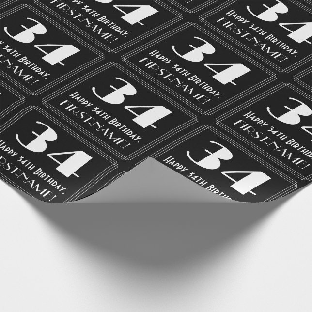 Papel De Regalo 34 Aniversario - Aspecto inspirado en el Art Deco  (Esquina)