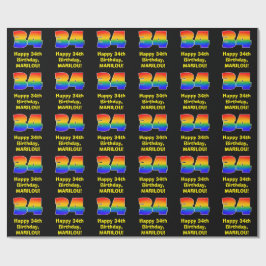 Papel De Regalo 34 Aniversario del nacimiento: Inspirado arcoiris 