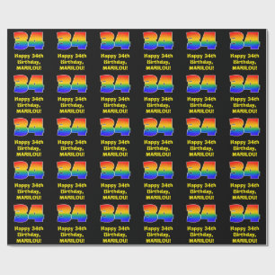 Papel De Regalo 34 Aniversario del nacimiento: Inspirado arcoiris 