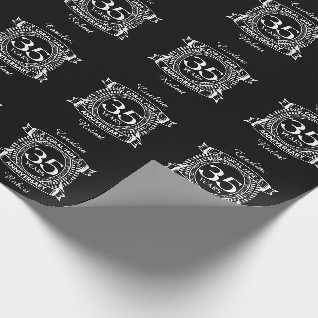 Papel De Regalo 35° aniversario boda escudo Coral Jade (Esquina)