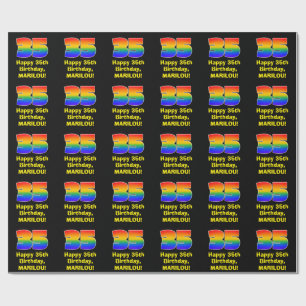 Papel De Regalo 35 Aniversario del nacimiento: Inspirado arcoiris 