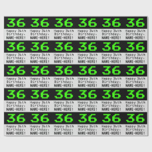 Papel De Regalo 36º cumpleaños - Nerdy / Geeky Style "36" y nombre
