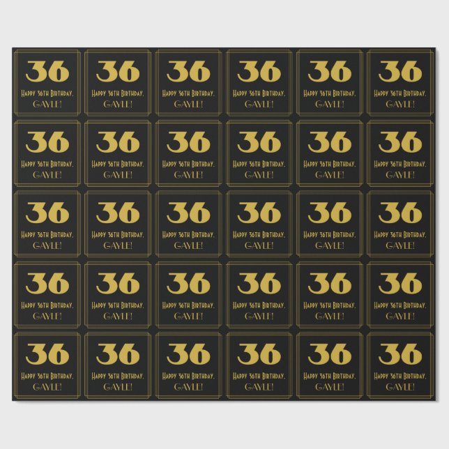 Papel De Regalo 36 Aniversario - Estilo Art Deco inspirado "36" y  (Superficie plana)