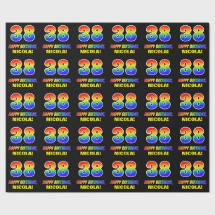 Papel De Regalo 38º cumpleaños: audaz, divertido, simple, arcoiris