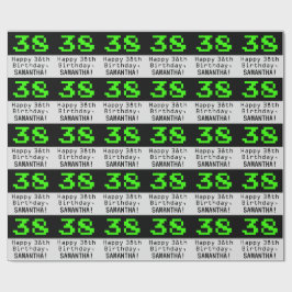 Papel De Regalo 38º cumpleaños - Nerdy / Geeky Style "38" y nombre
