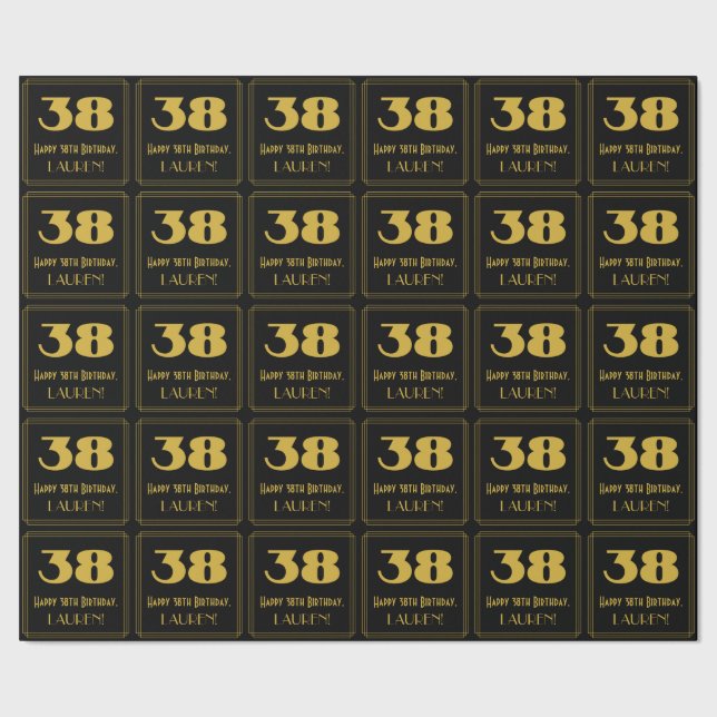 Papel De Regalo 38 Aniversario - Aspecto inspirado en el Art Deco  (Costura)