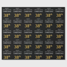 Papel De Regalo 38 Aniversario: Elegante, negro, falso dorado