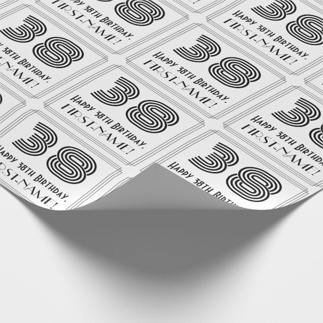 Papel De Regalo 38 Aniversario: Estilo inspirado en el Art Deco "3 (Esquina)