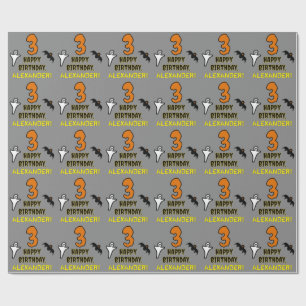 Papel De Regalo 3.ᵉʳ cumpleaños: Tembloroso tema de Halloween + no