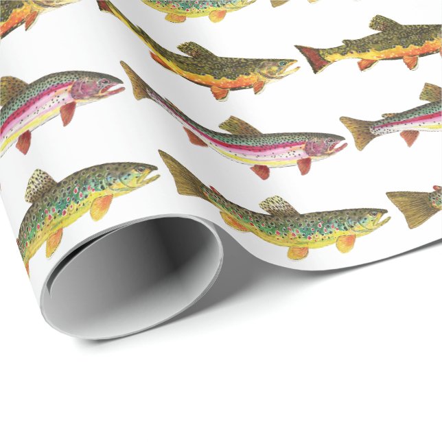 Papel De Regalo 3 Trucha Pesca con Mosca (Esquina del rollo)