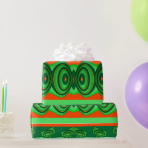 Papel De Regalo ~ 3D Fractal Verde Rojo ~ Navidades