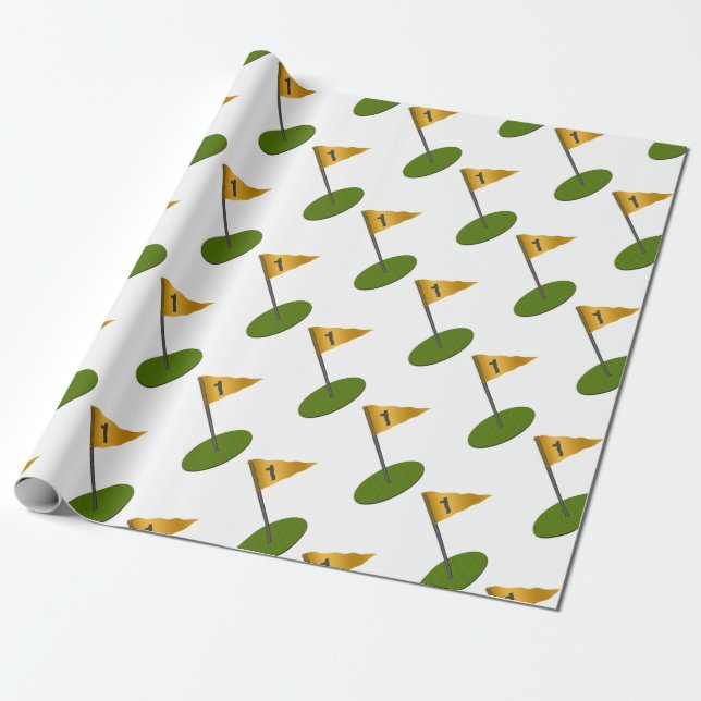 Papel De Regalo 3d poniendo verde con bandera - agujero en uno. (Desenrollado)