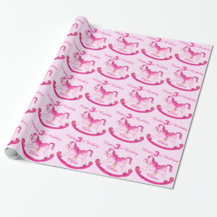 Papel De Regalo 3ro abrigo nombrado rosa del modelo del cumpleaño