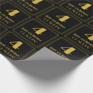 Papel De Regalo 4º Cumpleaños ~ Look inspirado en Art Deco "4", No