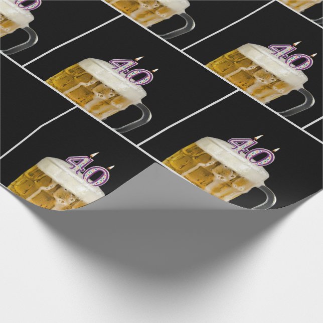 Papel De Regalo 40.ª Cerveza De Cumpleaños Mug Con Velas (Esquina)