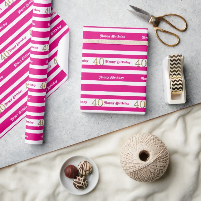 Papel De Regalo 40.ª dorada rosada (Artesanía)