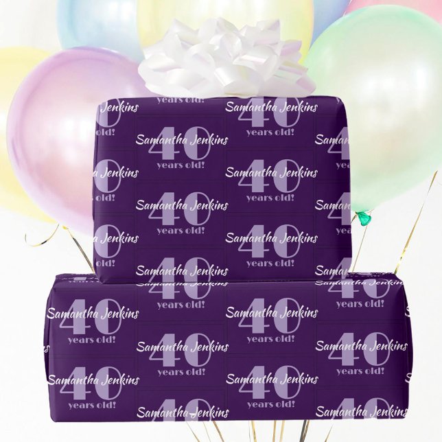 Papel De Regalo 40.ª Moda de cumpleaños Personalizado púrpura (Subido por el creador)