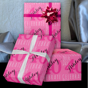 Papel De Regalo 40.ª tipografía rosa moderna