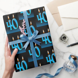 Papel De Regalo 40.ª Velas de cumpleaños con ojos