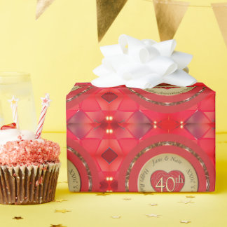 Papel De Regalo 40.º Aniversario del Boda Ruby
