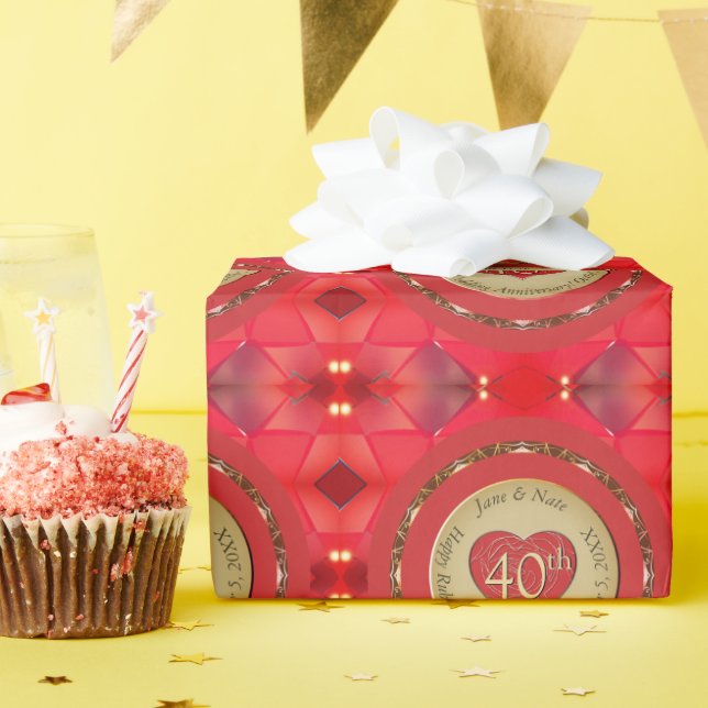 Papel De Regalo 40.º Aniversario del Boda Ruby (Fiesta de cumpleaños )