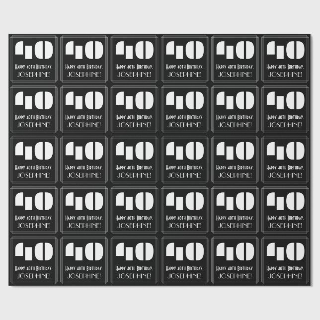 Papel De Regalo 40.º cumpleaños: Art Deco inspirado look "40" y no (Superficie plana)