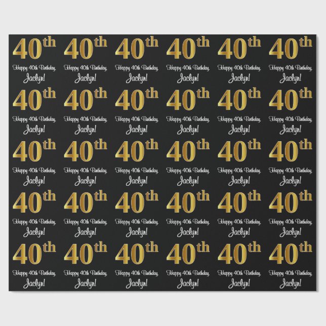 Papel De Regalo 40.º cumpleaños: elegante y lujoso aspecto de Faux (Superficie plana)